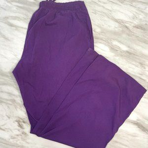 Large scrub star dark purple pants elastic drawstring side pockets